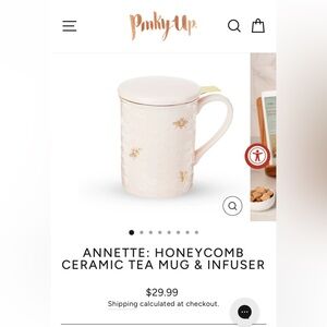 *NIB*Pinky Up Tea ANNETTE: HONEYCOMB CERAMIC TEA MUG & INFUSER